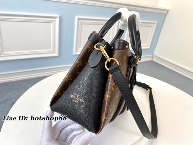 路易威登LV女包 M44898黑色 Open Handbag LV老花配皮手提肩背包 xxlv2381